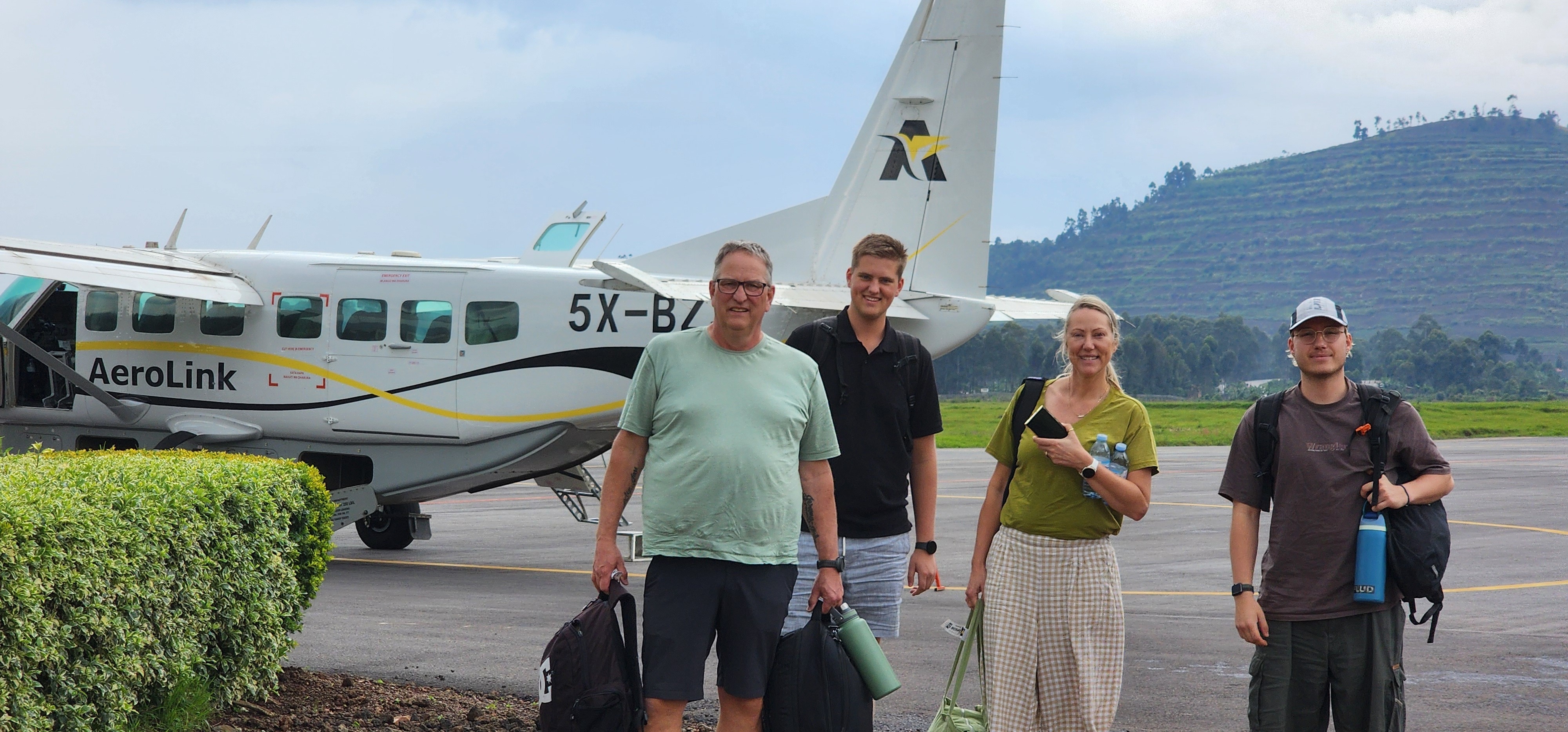 Clients just arrived at Kisoro airport aboard Aerolink plane