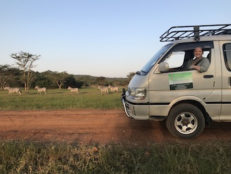Our beautiful Safari van on game drive in Lake Mburo national park