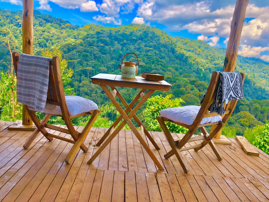 A beautiful view point at Ihamba residence in Bwindi, Uganda.